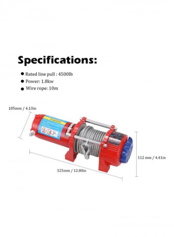 Car Recovery Electric ATV Trailer Truck Winch Multicolour