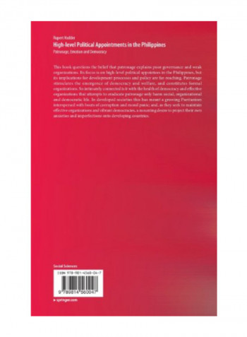 High-Level Political Appointments In The Philippines: Patronage, Emotion And Democracy Hardcover