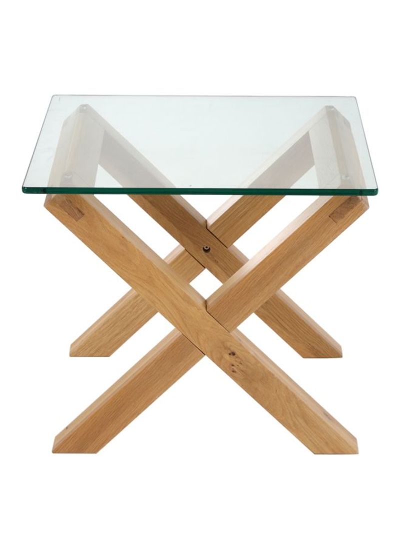 Venice Glass Top End Table Clear/Beige 60x50x60centimeter