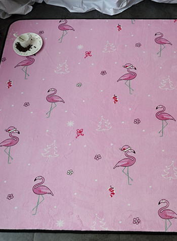 Flamingo Pattern Living Room Floor Mat Pink 190x195centimeter