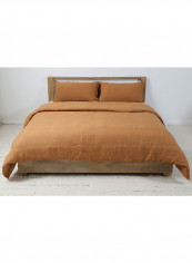 3-Belgian Flax Linen Duvet Cover Fabric Orange 220x230cm