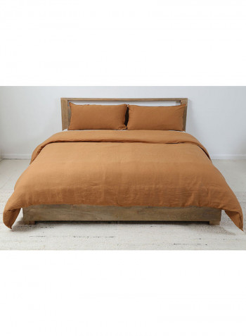 3-Belgian Flax Linen Duvet Cover Fabric Orange 220x230cm