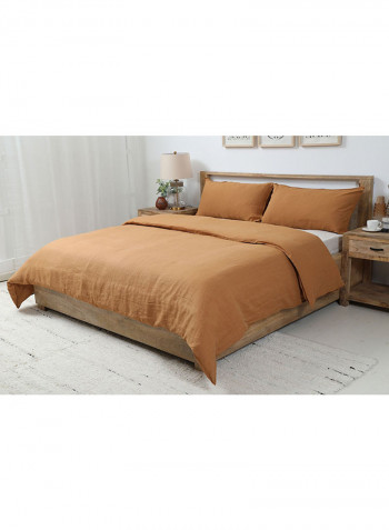 3-Belgian Flax Linen Duvet Cover Fabric Orange 220x230cm