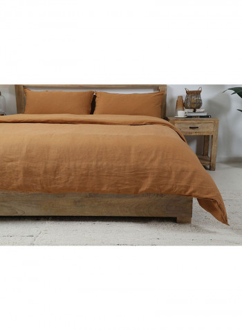 3-Belgian Flax Linen Duvet Cover Fabric Orange 220x230cm