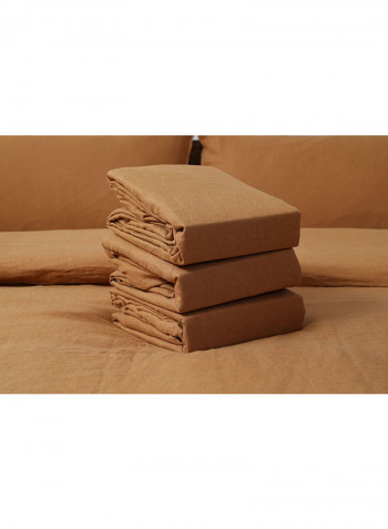 3-Belgian Flax Linen Duvet Cover Fabric Orange 220x230cm