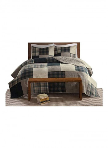 3-Piece Printed Quilt Set Beige/Black/Grey King