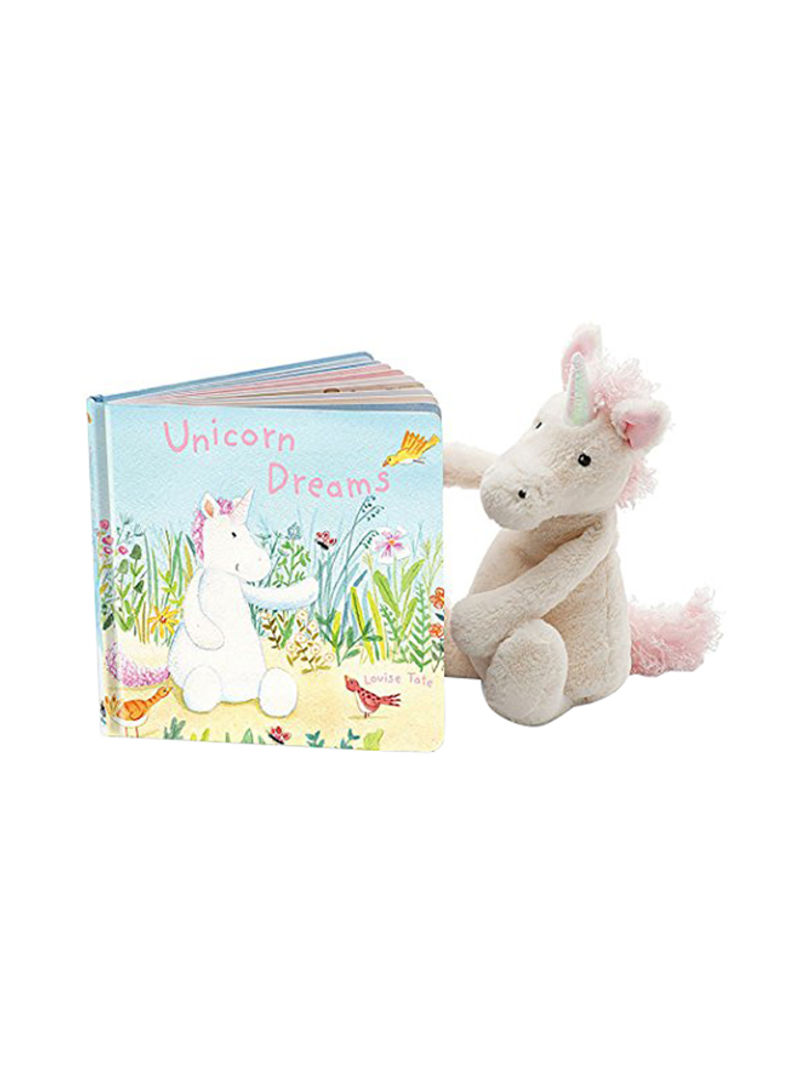 Jellycat Magical Unicorn Dreams Board Book and Bashful Unicorn, Medium - 12 inches