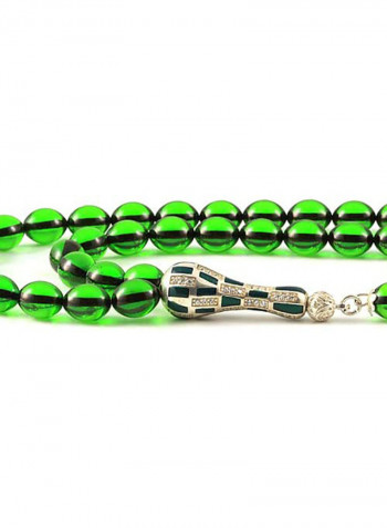 Amber Bakelite Prayer Beads with Sterling Silver Components