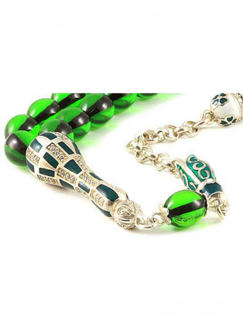 Amber Bakelite Prayer Beads with Sterling Silver Components