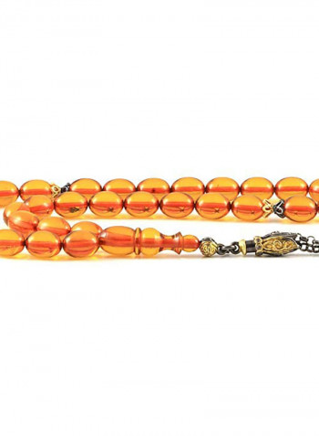 Amber Bakelite Prayer Beads with Sterling Silver Components