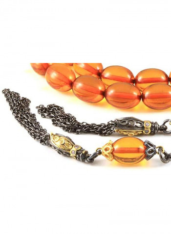 Amber Bakelite Prayer Beads with Sterling Silver Components