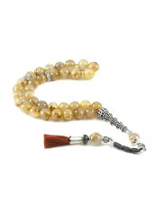 Golden Quartz Prayer Beads with Sterling Silver Components