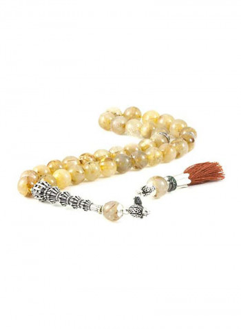Golden Quartz Prayer Beads with Sterling Silver Components