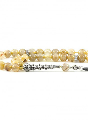 Golden Quartz Prayer Beads with Sterling Silver Components