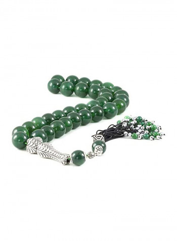 Green Agate Prayer Beads with Sterling Silver Components