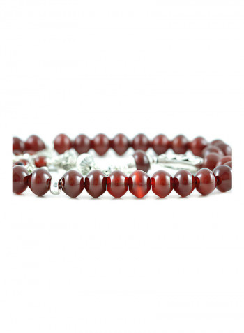 Agate (Carnelian) Prayer Beads With Sterling Silver Components