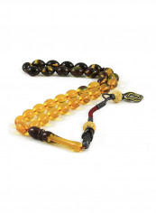 Amber Bakelite Prayer Beads with Sterling Silver Components
