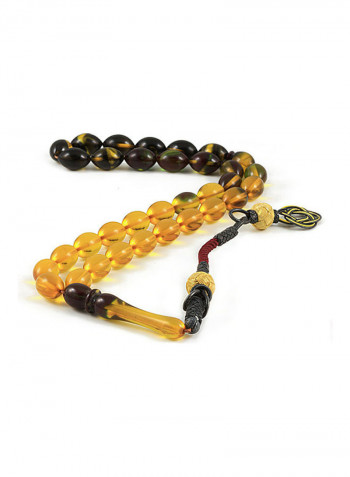 Amber Bakelite Prayer Beads with Sterling Silver Components