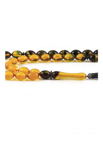 Amber Bakelite Prayer Beads with Sterling Silver Components