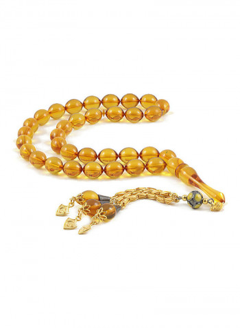 Amber Bakelite Prayer Beads With Sterling Silver Components