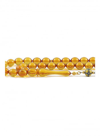 Amber Bakelite Prayer Beads With Sterling Silver Components