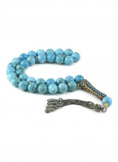 Turquoise Prayer Beads With Sterling Silver Components