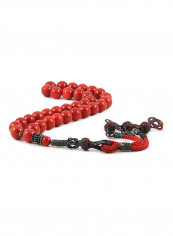 Coral Prayer Beads with Sterling Silver components