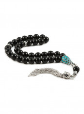 Onyx Prayer Beads With Sterling Silver Components