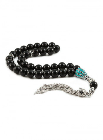 Onyx Prayer Beads With Sterling Silver Components
