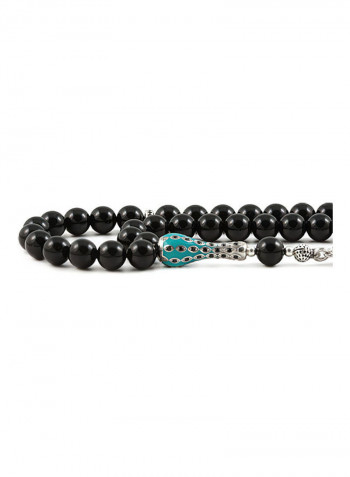 Onyx Prayer Beads With Sterling Silver Components