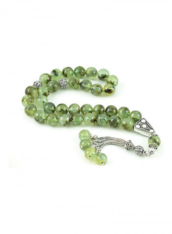 Prehnite Prayer Beads With Sterling Silver Components