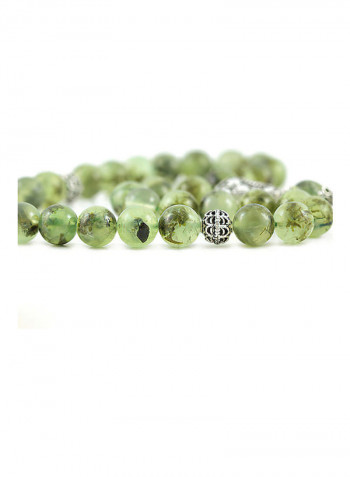 Prehnite Prayer Beads With Sterling Silver Components
