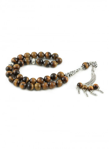 Tiger'S Eye Prayer Beads With Sterling Silver Components