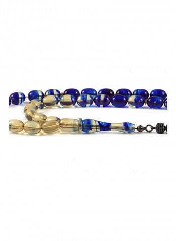 Amber Bakelite Prayer Beads with Sterling Silver Components
