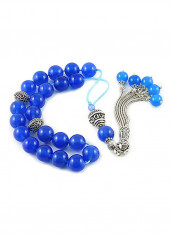 Blue Agate Worry Beads with Sterling Silver components
