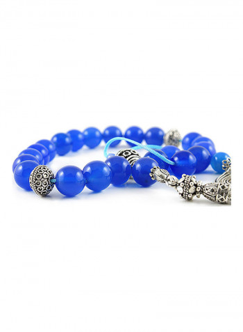 Blue Agate Worry Beads with Sterling Silver components