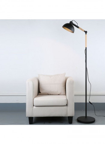 Adjustable Angle Metal Wooden Chassis Floor Lamp Black/Beige