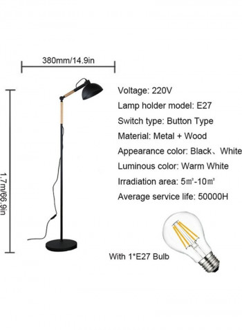 Adjustable Angle Metal Wooden Chassis Floor Lamp Black/Beige