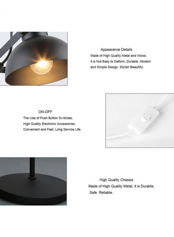 Adjustable Angle Metal Wooden Chassis Floor Lamp Black/Beige