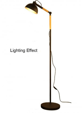 Adjustable Angle Metal Wooden Chassis Floor Lamp Black/Beige