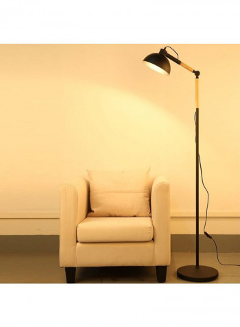 Adjustable Angle Metal Wooden Chassis Floor Lamp Black/Beige