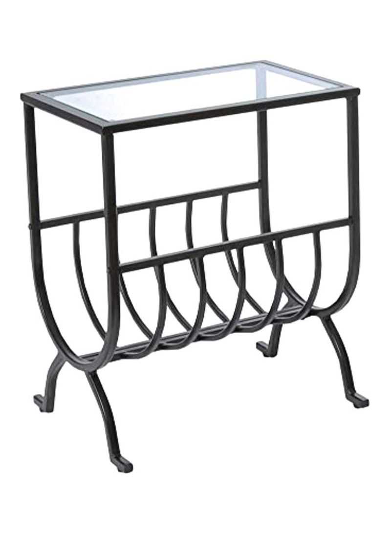 Metal Magazine Table With Tempered Glass Black/Clear