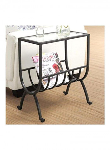 Metal Magazine Table With Tempered Glass Black/Clear