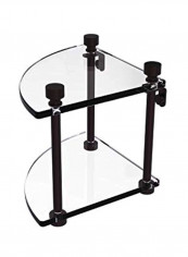 Foxtrot Collection Two Tier Corner Glass Shelf Clear/Black