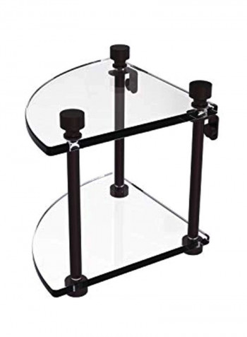 Foxtrot Collection Two Tier Corner Glass Shelf Clear/Black