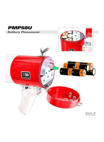 Megaphone Speaker PA Bullhorn Speaker PMP58U White/Red/Black