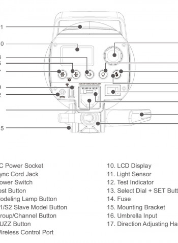 MS300 Studio Flash Strobe Light Monolight Black