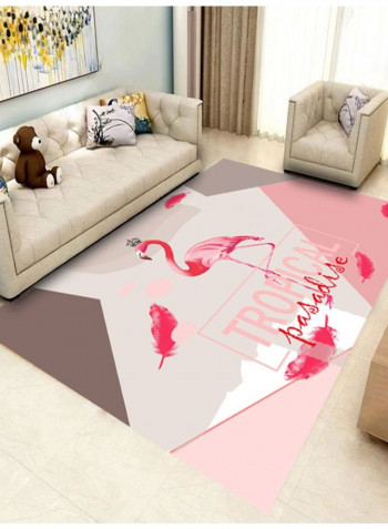 Flamingos Pattern Floor Mat Pink/Brown 140 x 200cm