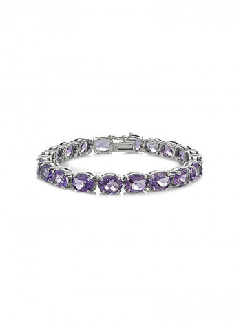 925 Sterling Silver Amethyst Studded Tennis Bracelet