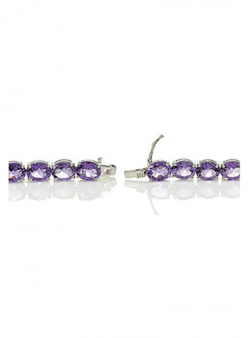 925 Sterling Silver Amethyst Studded Tennis Bracelet